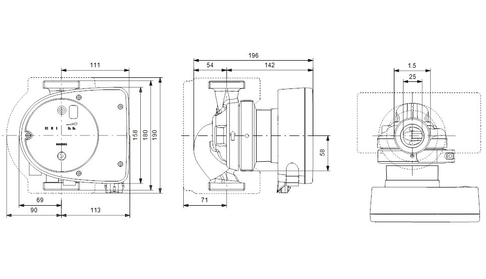 Grundfos MAGNA1 25-60(180 mm) 80-100.000 Kazan İçin Frekans Konvertörlü Sirkülasyon Pompası 6mss 7.5m³/h Grundfos MAGNA1 25-60(180 mm) 80-100.000 Kazan İçin Frekans Konvertörlü Sirkülasyon Pompası 6mss 7.5m³/h